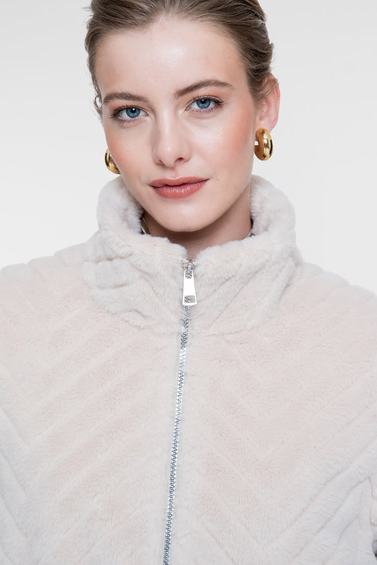 Geisha teddy jack met hoge kraag en zigzagpatroon