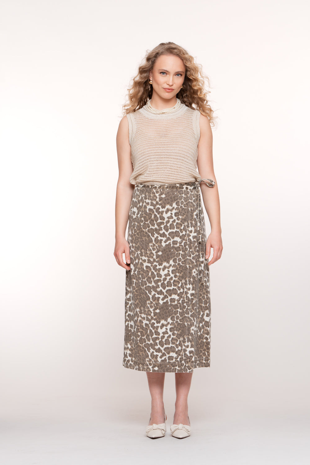 Geisha dames leopard rok met strikdetail