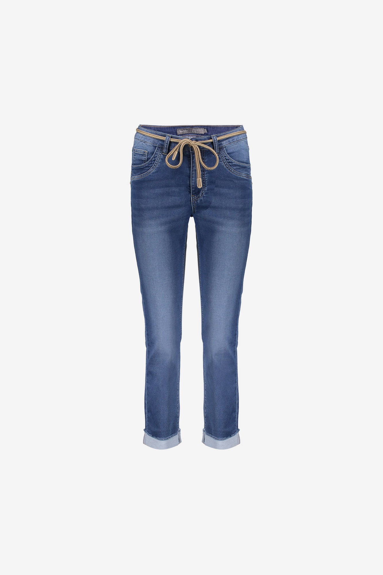 Geisha 7/8 jeans omgeslagen broekspijpen stonewash denim