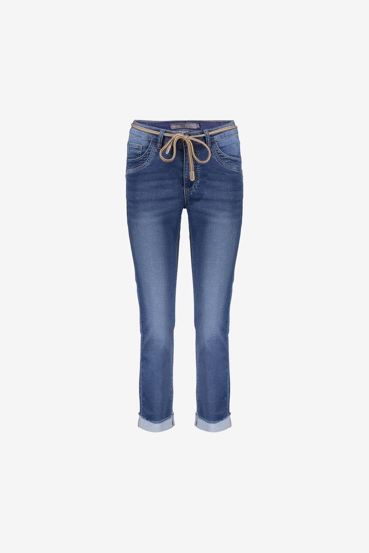 Geisha 7/8 jeans omgeslagen broekspijpen stonewash denim