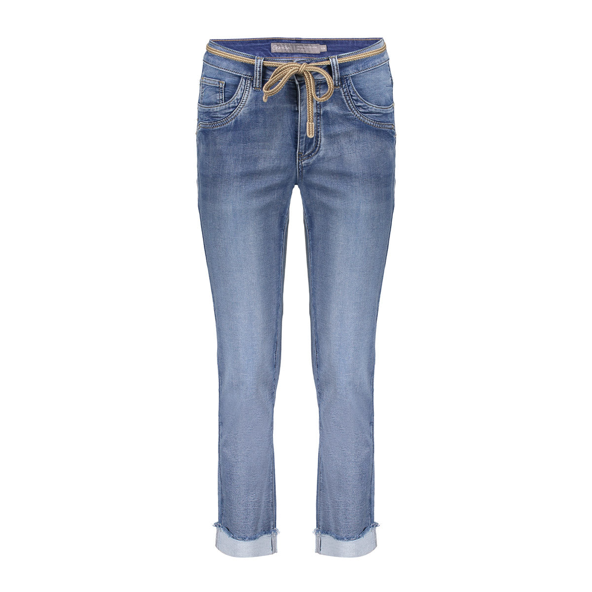 Geisha 7/8 jeans omgeslagen broekspijpen mid blue denim