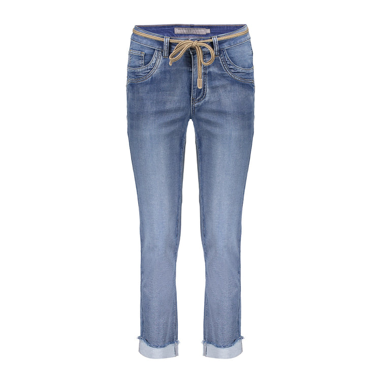 Geisha 7/8 jeans omgeslagen broekspijpen mid blue denim