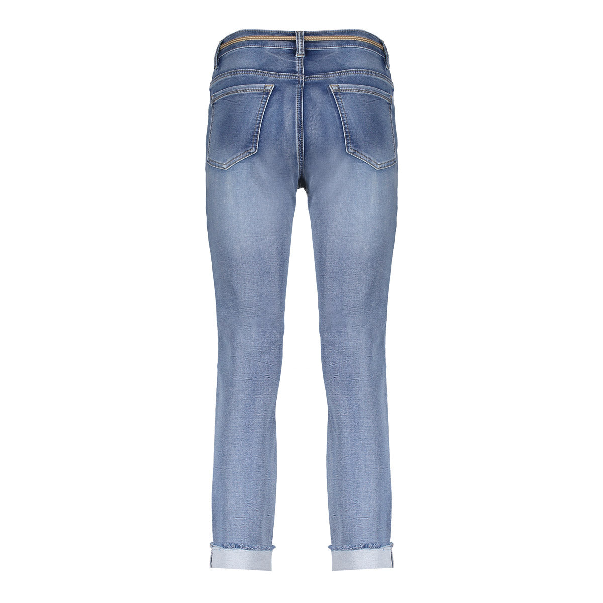 Geisha 7/8 jeans omgeslagen broekspijpen mid blue denim