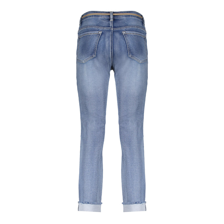 Geisha 7/8 jeans omgeslagen broekspijpen mid blue denim