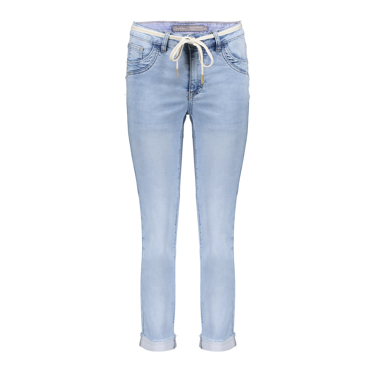 Geisha 7/8 jeans omgeslagen broekspijpen stonebleach denim