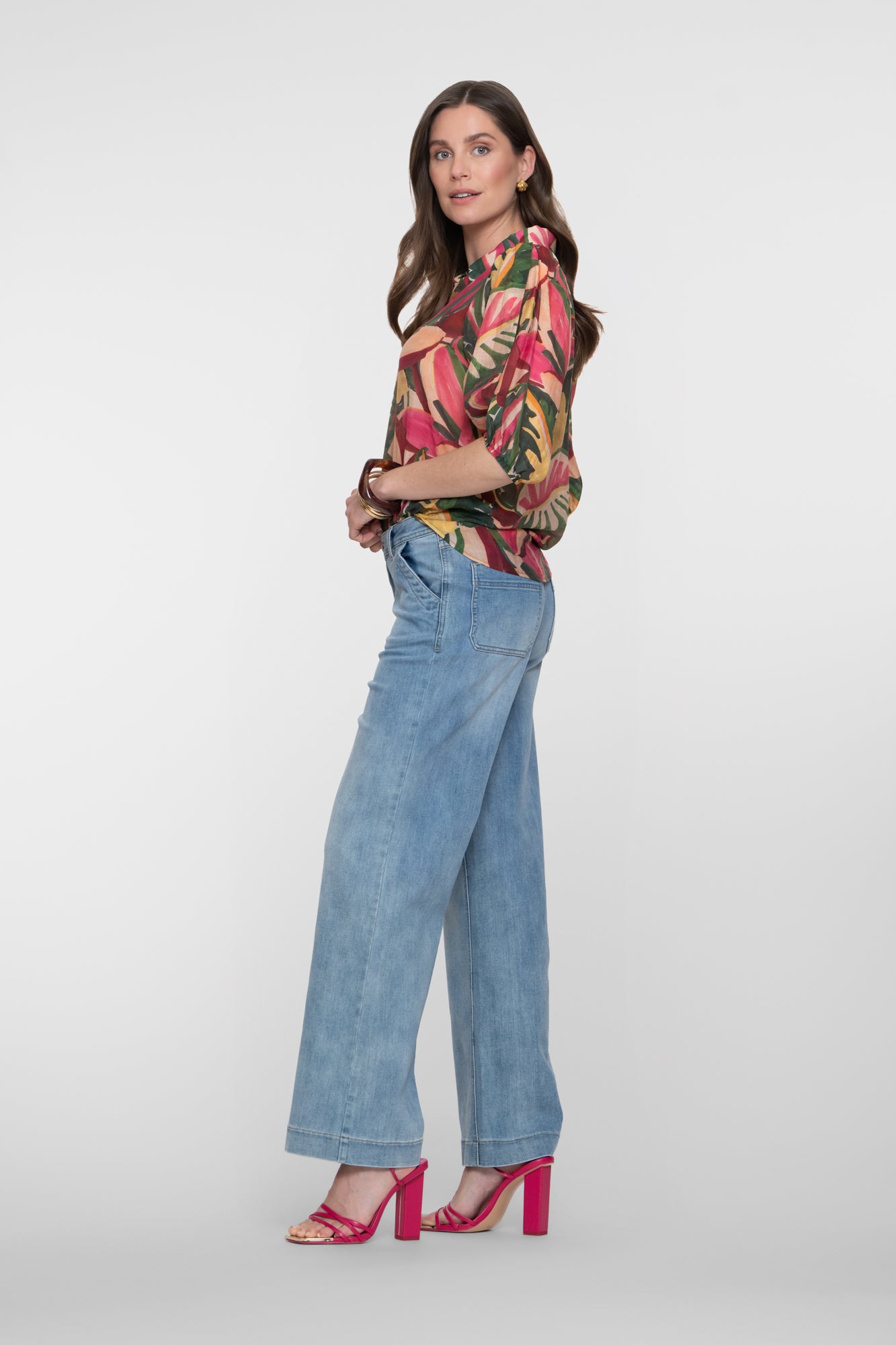 Geisha spijkerbroek wide leg stonebleach denim