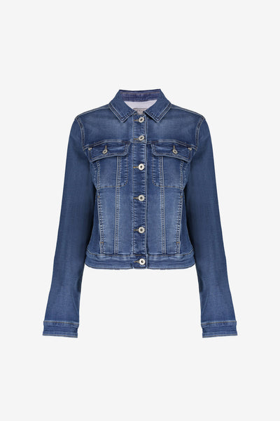 Kustom Set jaket Denim wanita, jaket Denim bordir mutiara biru lengan panjang Al
