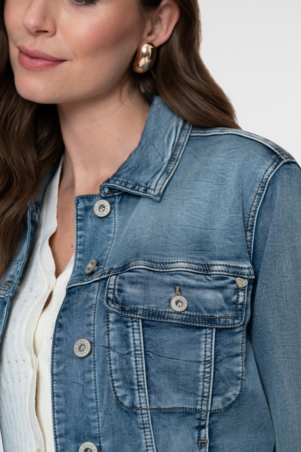 Geisha klassiek denim jacket mid blue denim